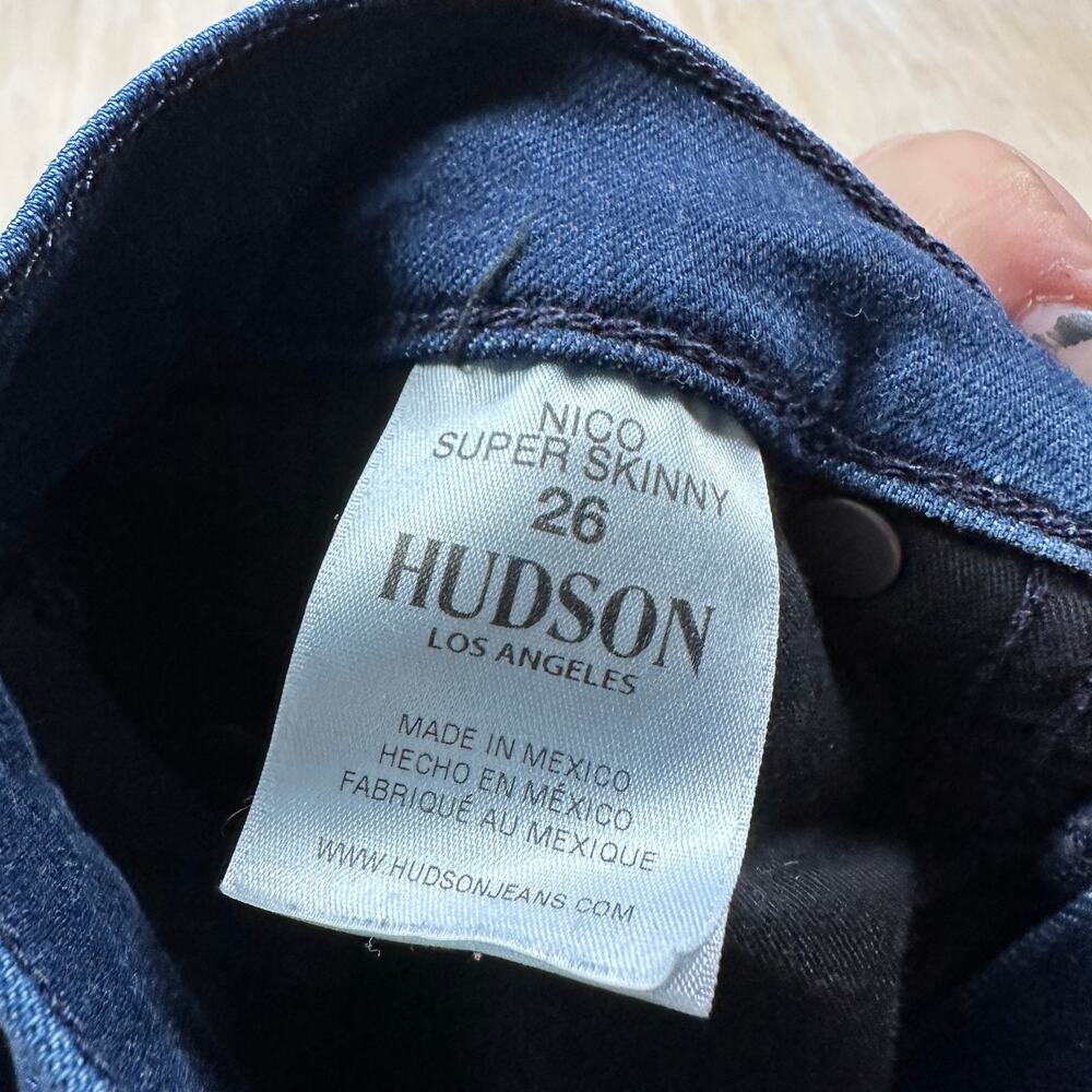 Hudson Nico Super Skinny Mid Rise Blue Dark Wash Casual Denim Jeans Women's 26 - Picture 14 of 16